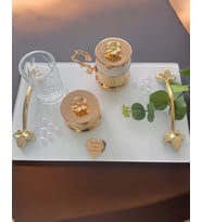 Adore Gold İncili Söz Kahve Tepsisi (Bronz)