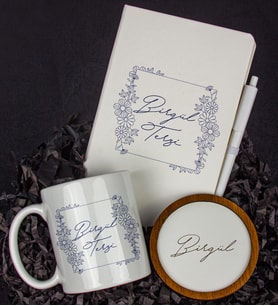 Kişiye Özel Defter Kalem Kupa Ve Bardak Altlığı Hediye Seti 103837 (Model 2)