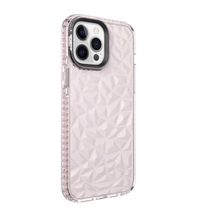 Uyumlu Model Apple iPhone 13 Pro Max Kılıf Bumper Şeffaf Buzlu Kapak (Pembe)