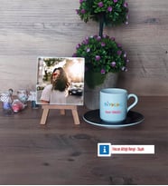 Biyolog Fotoğraflı Dekoratif Taş, Ahşap Altlıklı Türk Kahvesi Fincanı HediyeBiyologa Hediye (Model 7)