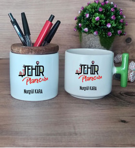 Şehir Plancısı Hediye Sepeti Kupa Bardak T Kulplu, Kalemlik Hediyeleri Şehir Plancısına Hediye (Model 8)