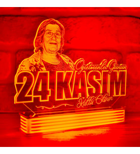 Kişiye Özel Öğretmenler Günü Hediyesi 3D Lamba (Kırmızı)
