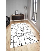 Dijital Baskılı Yıkanabilir Kaymaz Modern Renkli Salon Halısı Mutfak Halısı Yolluk ND-HY-1161 (Siyah)