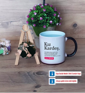 Kız Kardeş Kupa Bardak Beyaz ve Fotoğraflı Ahşap Anahtarlık Hediye (Model 9)