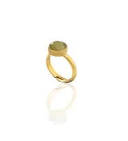 Kadir Jewellery 22 Ayar Altın Kaplama Zirkon Taşlı Kadın Minimal Yüzük (Zeytin Yeşili)