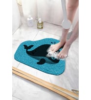 Balina Banyo Paspası Kaymaz Taban Yumuşak Esnek  Paspas Islak Zemin Hijyenik Paspas (40x60 cm) (Mavi)