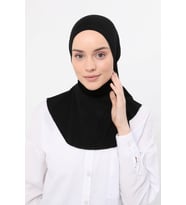 Kadın Tesettür Pratik Boyunluklu Hijab - Sporcu Bone (Siyah)