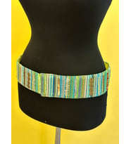 90X7 CM ETNİK OTANTİK KEMER HİNT KUMAŞI TASARIM KADIN KEMER CIRTCIRTLI (Yeşil)