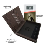 Kişiye Özel Kitap Ajanda Kalem Seti (Kitap Formunda Ahşap Kutulu) (Model 3)