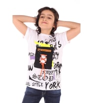 Toontoy Erkek Çocuk Armalı Önü Yazı Baskılı Tişört (Beyaz)
