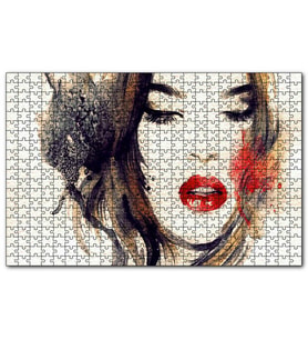 Cakapuzzle Kadın İllüstrasyon Boyama Sanatı  Puzzle Yapboz MDF (Ahşap) (1000 Parça)