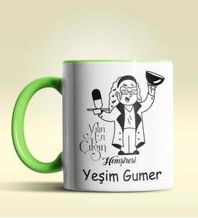 Kişiye Özel Yılın En Çılgın Hemşiresi Temalı Turuncu Kupa Bardak (Yeşil)