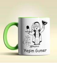 Kişiye Özel Yılın En Çılgın Hemşiresi Temalı Turuncu Kupa Bardak (Yeşil)