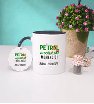Petrol ve Doğalgaz Mühendisi Kupa Bardak ve Anahtarlık (Siyah)