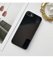 iPhone 7-8 Parlak Cam Kamera Korumalı Telefon Kılıfı (Siyah)