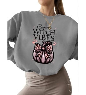 kadın erkek Sweatshirt Bej kalın bisiklet yaka Sweatshirt Şirin cadılar bayramı coquette balkabağı (Gri)