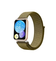 Megafox Teknoloji Huawei Watch Fit 2 Uyumlu Kordon Hasır Örgü İşlemeli Yumuşak Esnek Spor Kayış (Mavi)