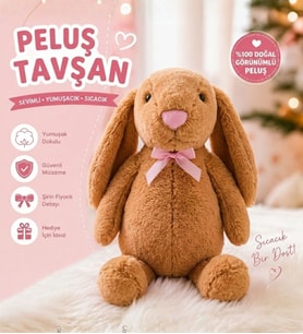 Uyku Arkadaşım Uzun Kulak Bunny Peluş Tavşan 65 cm (Kahverengi)