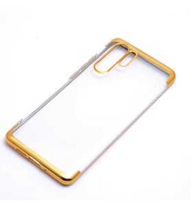 Huawei P30 Pro Kılıf İnce Köşeleri Renkli Şeffaf Silikon (Gold)