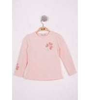 Toontoy Kız Çocuk Yonca Nakışlı Sweatshirt (Pudra)
