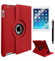 Apple iPad 2 3 4 Zore Dönebilen Standlı Tablet Kılıfı (Kırmızı)