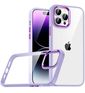 Apple iPhone 14 Pro Max Kılıf Case, Kamera Lens Korumalı Elektroplatin Kaplama Sert PC Koruyucu Colourful Platinum Serisi (Lila)
