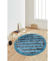 Dijital Baskılı Kaymaz Taban Yıkanabilir Yuvarlak Salon Halısı Koridor Halısı Paspas NDY-SD-247 (Mavi)