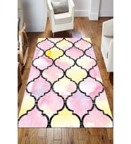 Dijital Kaymaz Taban Yıkanabilir Salon Halısı Mutfak Halısı Koridor Halısı Yolluk ND-HS-499 (Pembe)