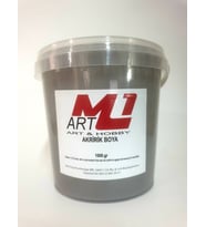 M1 ART Akrilik Boya 1.kg --10 Renk Seçeneği, Ahşap, Tuval, Seramik , Duvar ,Taş (Gri)