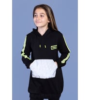 Toontoy Kız Çocuk Kanguru Cepli Reflektör Detaylı Sweatshirt (Sarı)