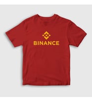 Presmono Unisex Çocuk Beyaz Logo V2 Binance Bitcoin T-Shirt 324898tt (Kırmızı)