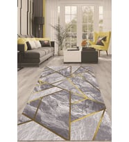 Dijital Kaymaz Taban Yıkanabilir Modern Renkli Salon Halısı Mutfak Halısı Yolluk ND-HT-1384 (Gold)
