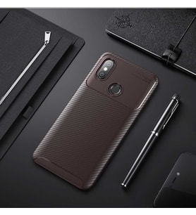 Xiaomi Redmi Note 6 Pro Kılıf Karbon Silikon Case (KAHVE)