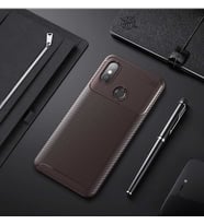 Xiaomi Redmi Note 6 Pro Kılıf Karbon Silikon Case (KAHVE)