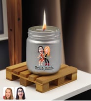BK Gift Kişiye Özel DTF Anne Kız Karikatürlü Renkli Cam Kavanozda Kokulu Mum-1(13 Renk Seçeneği), Arkadaşa Hediye, Anneye Hediye, Doğum Günü Hediyesi (Gümüş)
