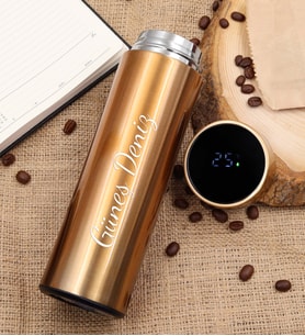 Kişiye Özel Dereceli Gold 500ml Çelik Termos (Bronz)