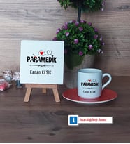 Paramedik Dekoratif Taş, Türk Kahvesi Fincanı Kırmızı İsme Özel Hediye (Model 6)