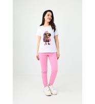 Kadın Kısa Kollu Baskılı Eşofman Takımı 3773-23 (Pembe)