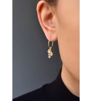 Papatya Silver 925 Ayar Gümüş Gold Kaplama Doğum Taşlı Kübik Drop Küpe (Beyaz)