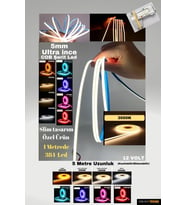 Ultra İnce 5mm. kalınlık COB Şerit Led Neon Gibi Yanar.  1 Metrede 384 led (Günışığı)
