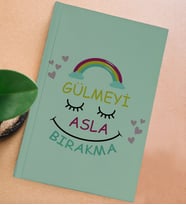BK Gift Hayat Mottosu Tasarımlı Sert Kapaklı Su Yeşili Defter, Arkadaşa Hediye, Yeni İş Hediyesi, Doğum Günü Hediyesi, Anı Defteri (Model 3)