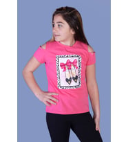 Toontoy Kız Çocuk Baskılı Tişört (Fuşya)