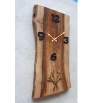 Markakanvas Doğal Ahşap Ceviz Duvar Saati (Siyah)