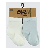 Civil Baby Bebek 2'li Bambu Çorap Set 0-18 Ay Ekru-Pembe (Ekru-Mavi)