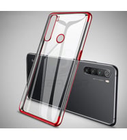 Realme 5İ/6İ/C3 Kılıf İnce Köşeleri Renkli Şeffaf Silikon (Kırmızı)