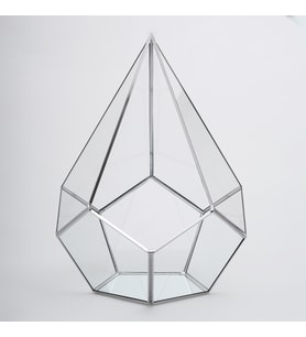 31x22x22cm  Cam Fanus  Geometrik Teraryum  Kapaklı  Çikolata Kutusu  Pirinç & Gold, Bakır, Gümüş, Siyah (Gümüş)