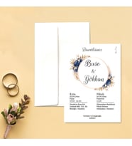 Davetiye Zarf ve Baskı Dahil (Beyaz yada Kraft Zarflı) - Düğün, Nişan, Nikah, Kına Davetiyesi (Beyaz)
