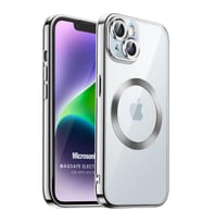 Microsonic Apple iPhone 13 Kılıf MagSafe Luxury Electroplate Siyah (Gümüş)