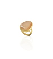 Kadir Jewellery 22 Ayar Altın Kaplama Kadın Fosil Taşlı Yüzük (Turuncu)