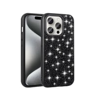 iPhone 15 Pro Kılıf Parlak Taşlı Tasarım Linea Kılıf (Siyah)